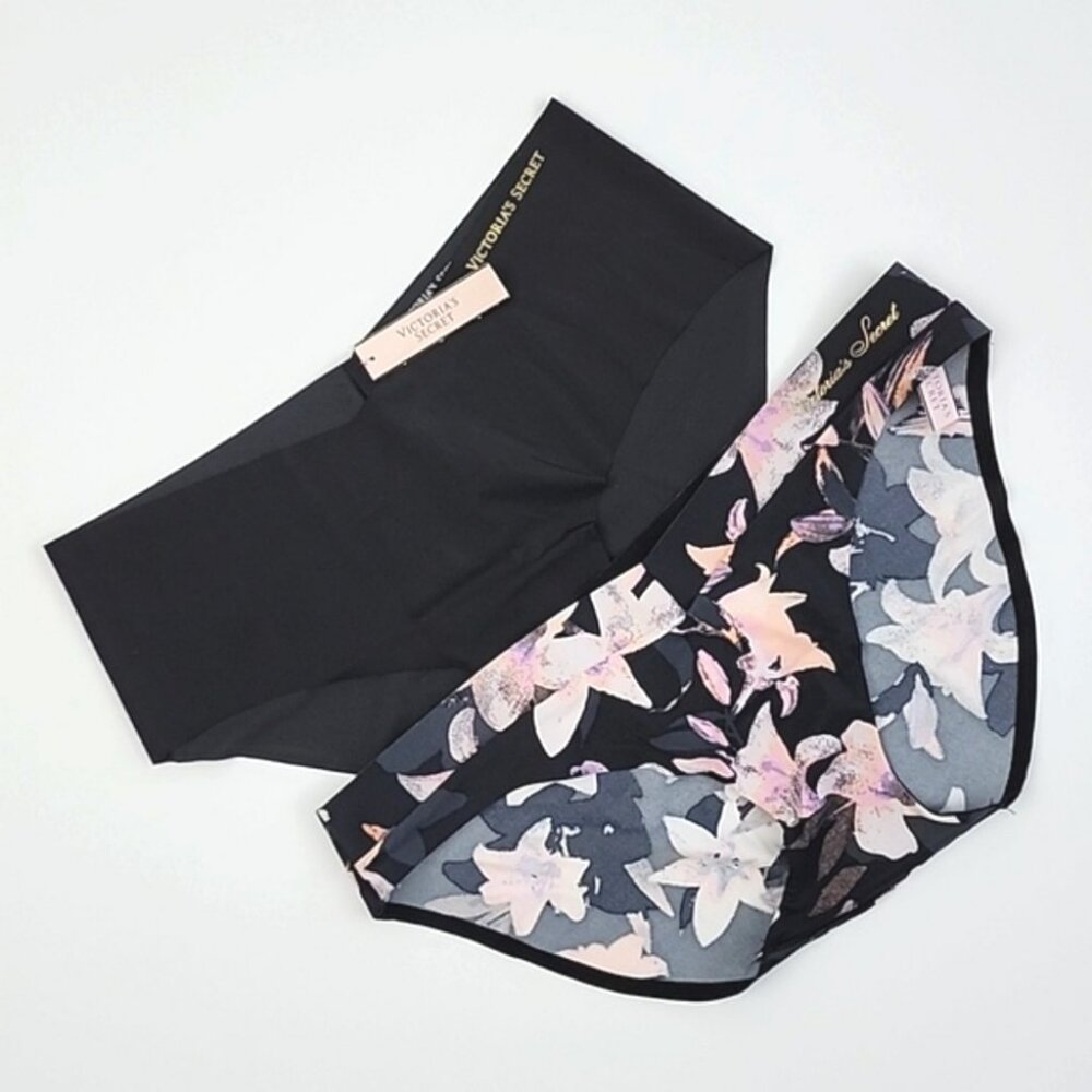 NWT Victoria's Secret Women's Floral Black Bikini Hiphugger Hipster Bottoms M